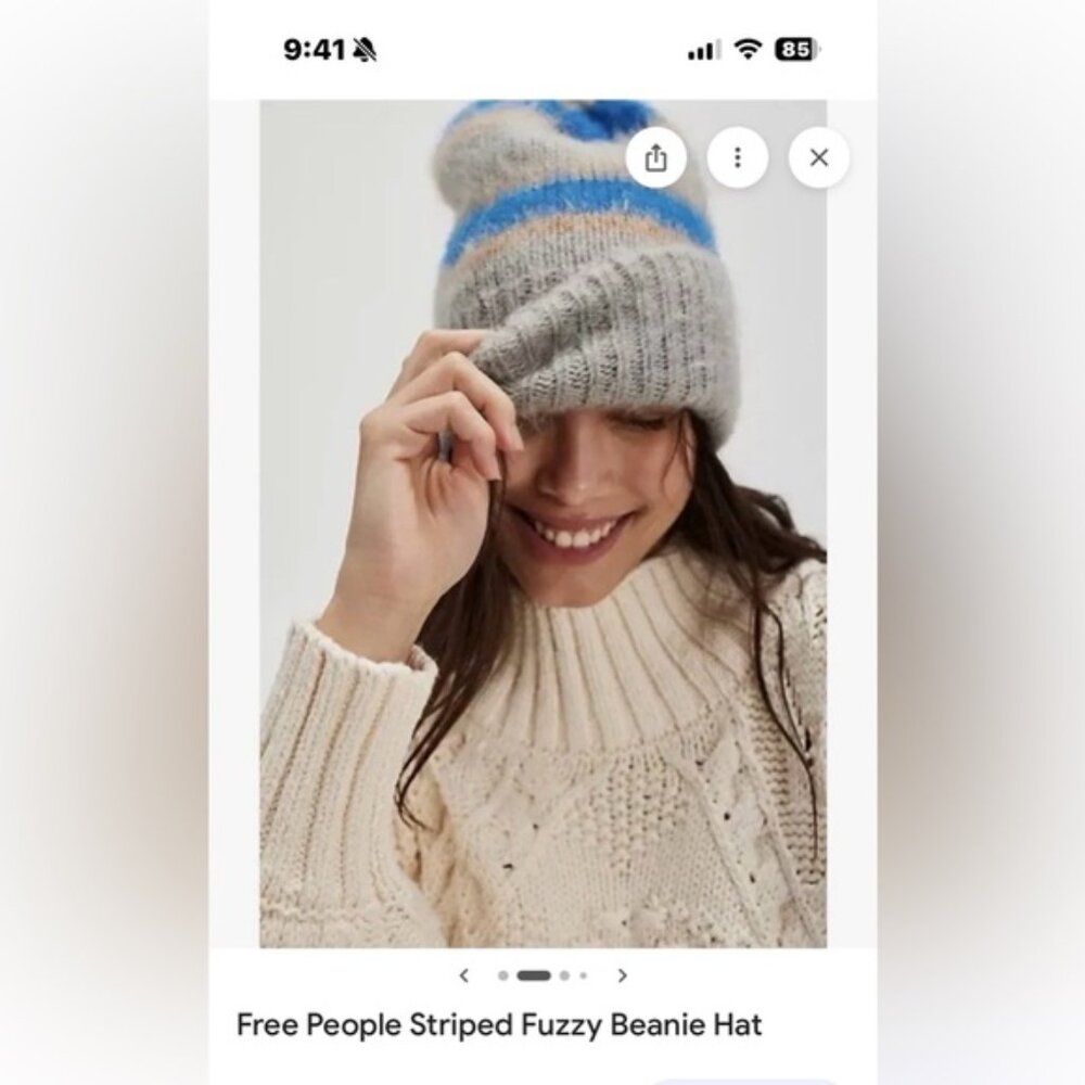 Free People Striped Fuzzy Beanie NWT